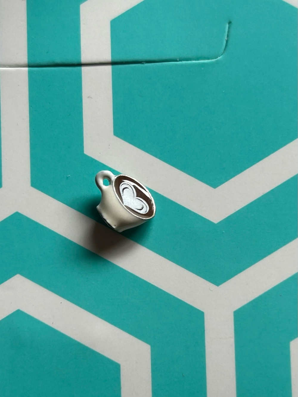 Origami Owl Cream and Brown Coffee Cup Enamel Brooch